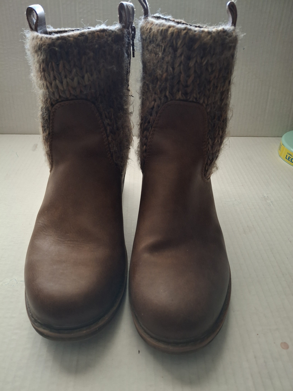 Muk Luks Brown Knit Cuff Ankle Boots